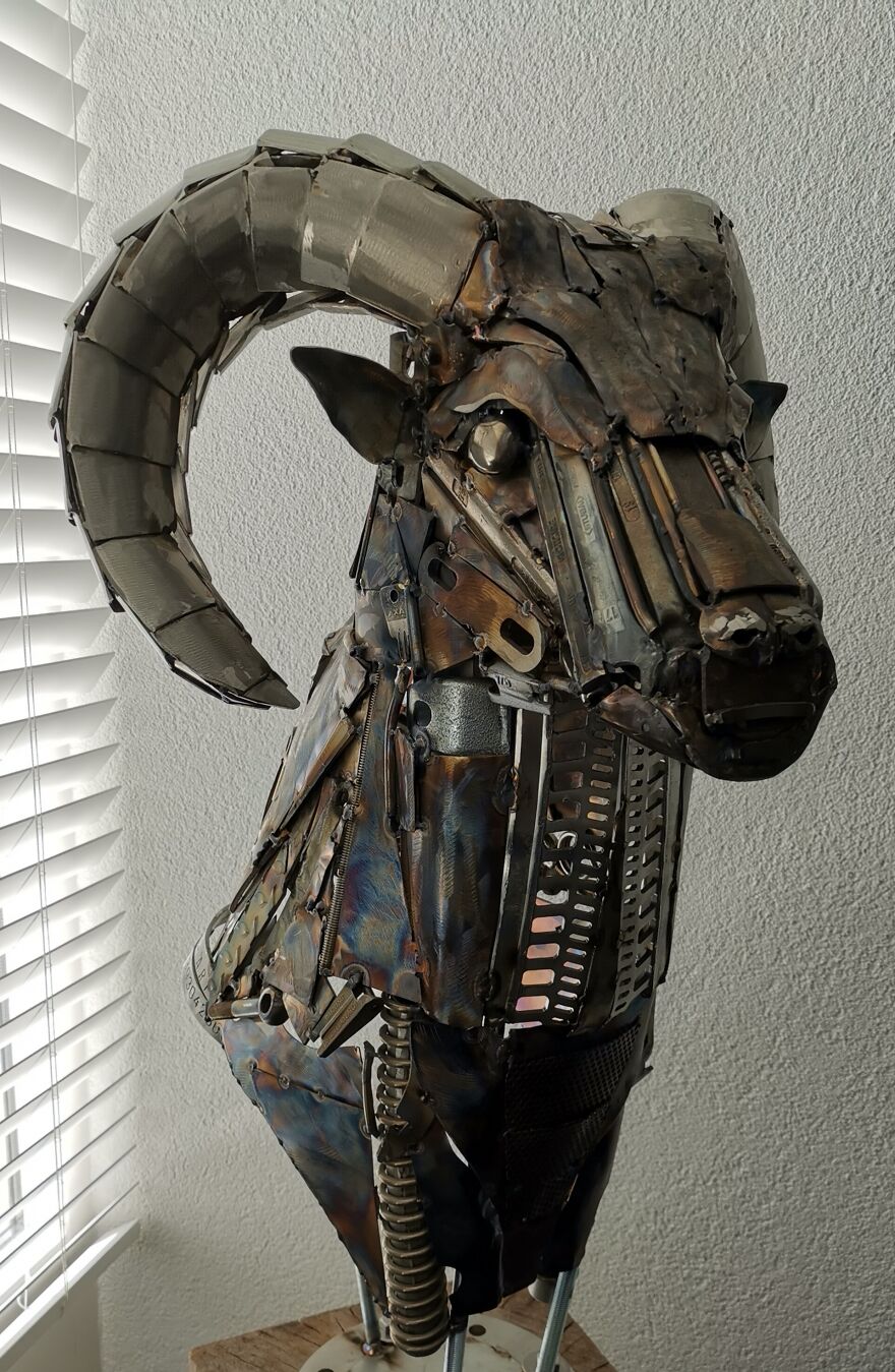 Ibex In Metal Scrap Art Style