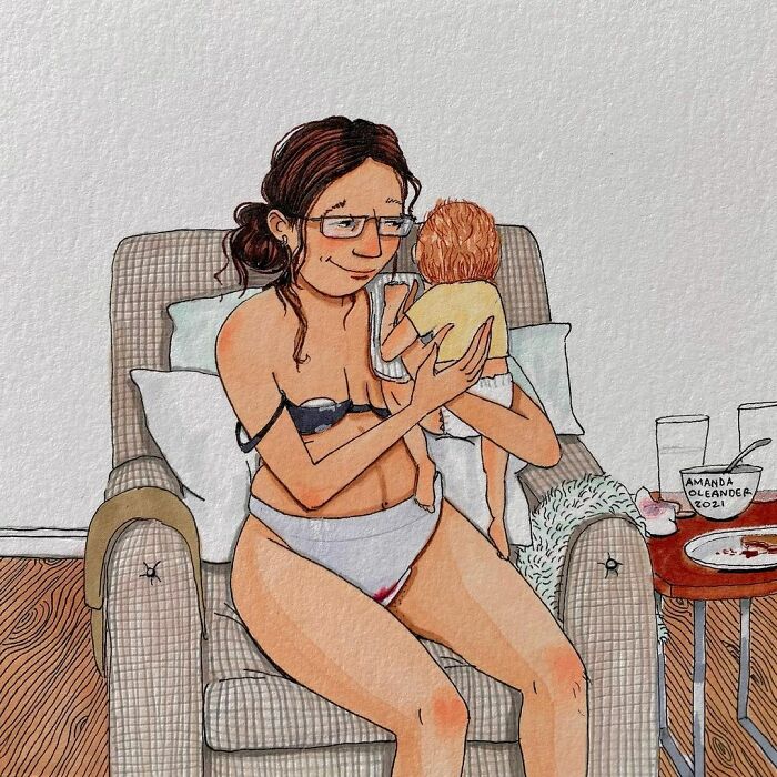 Esta artista crea ilustraciones reconfortantes pero honestas sobre el embarazo y el parto