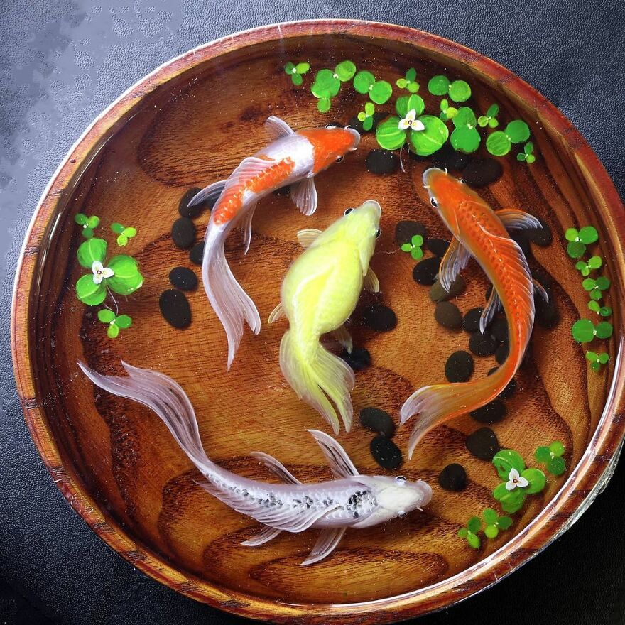 The Artist Creates Amazing Paintings Of Fish In 3D Sculptures (38 Pics)