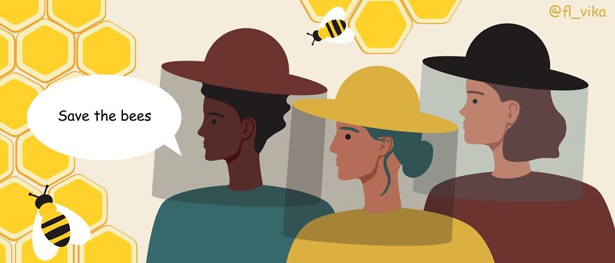 The Artist Supported The Action &laquo;women For Bees&raquo; (7 Illustrations)