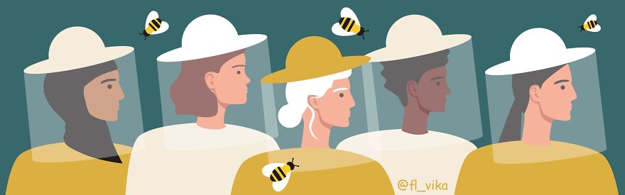 The Artist Supported The Action &laquo;women For Bees&raquo; (7 Illustrations)