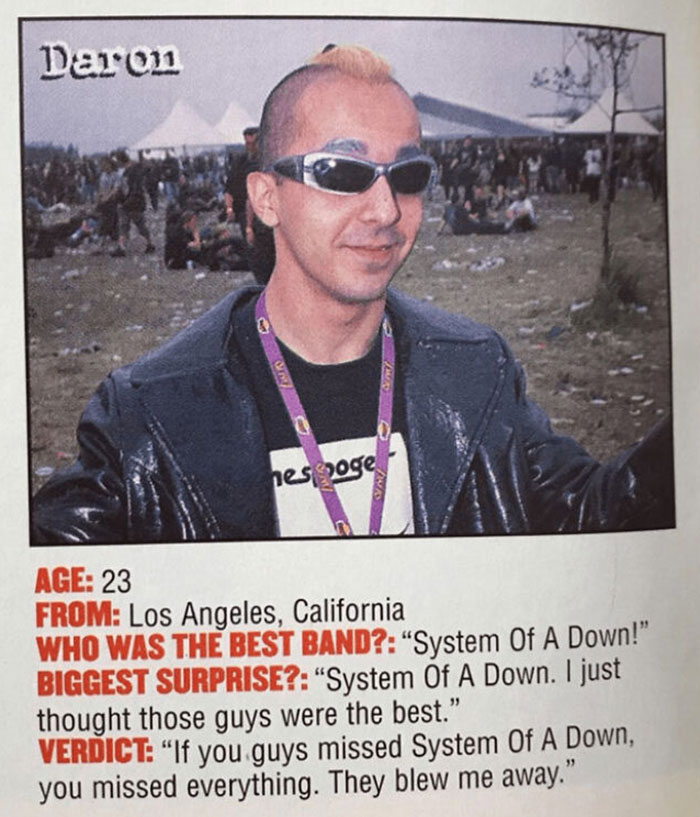 Daron Malakian (Guitarist Of System Of A Down) Pretending To Be A Random Fan And Telling A Magazine How Great The Band Is (1999) 
