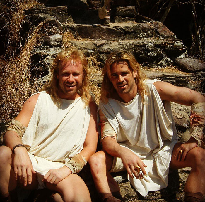 Colin Farrell And His Stunt Double Rowley Irlam On The Set Of Alexander