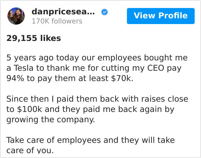 CEO Who Took A 90% Pay Cut To Raise His Staff's Minimum Salary To $70,000 Shares How It Changed Him And His Team