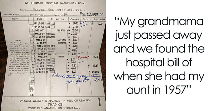 People Are Sharing Medical Bills From The 20th Century To Show Just How Out-Of-Hand Prices Are Now (30 Pics)