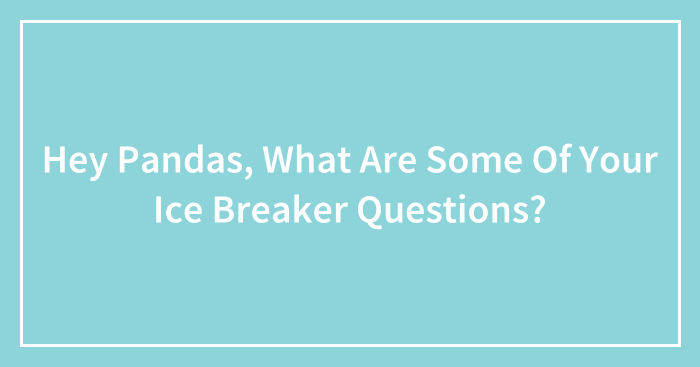 Hey Pandas, What Are Some Of Your Ice Breaker Questions? (Closed)
