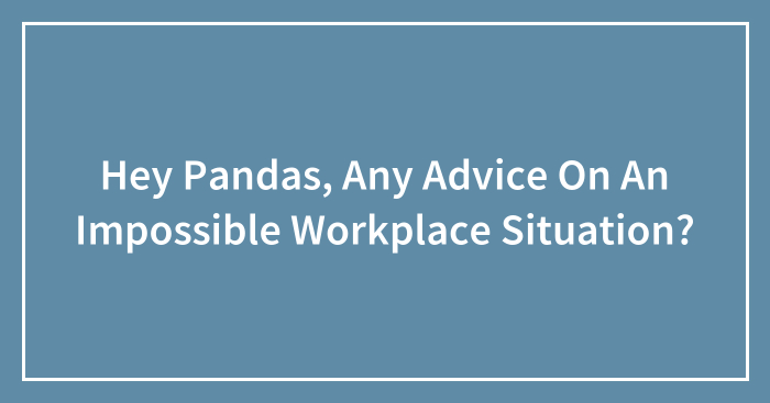 Hey Pandas, Any Advice On An Impossible Workplace Situation? (Closed)