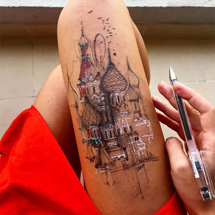 Artist Uses Her Own Thighs As A Canvas And Creates Stunning Ink Drawings (30 Pics)