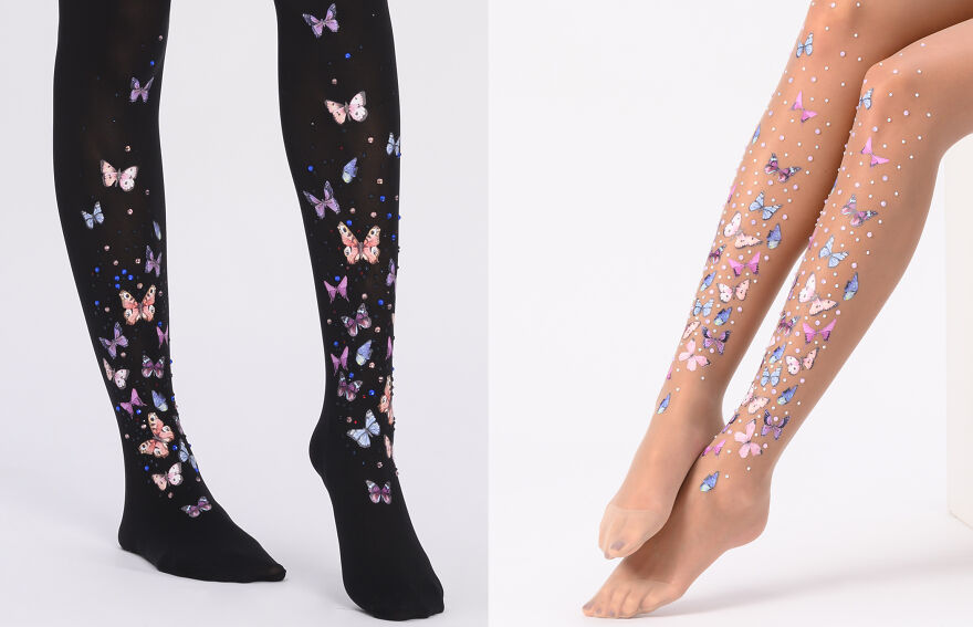 I Apply High-Quality Glass Rhinestones And Butterflies To These Fairy Tights