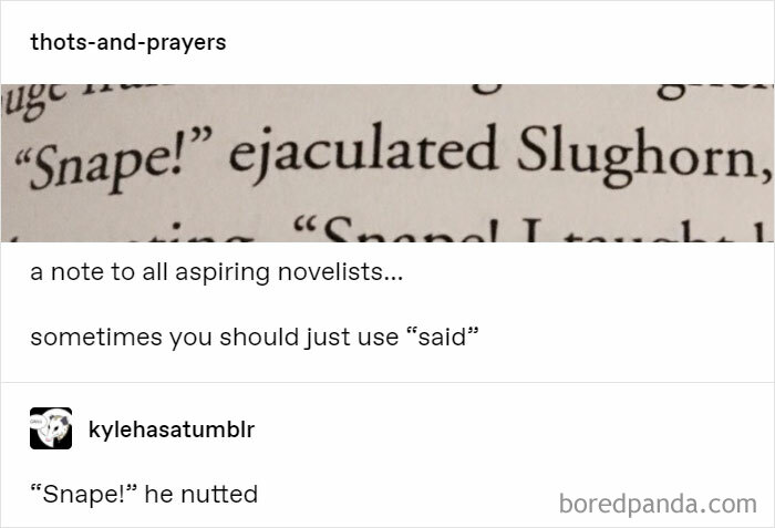 Why Would I Use 'Said' If I Could Use 'Nutted', It Doesn't Make Any Sense