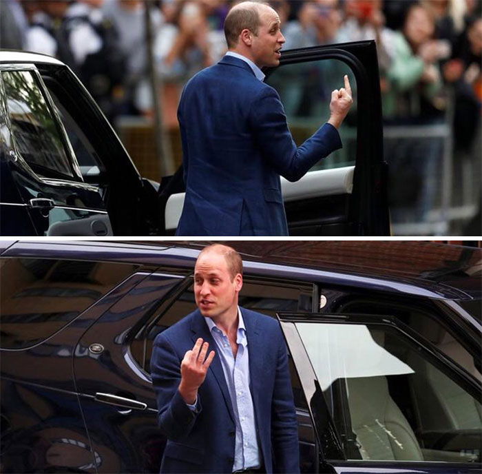 Prince William Giving “Middle Finger” After Prince Louis’ Birth