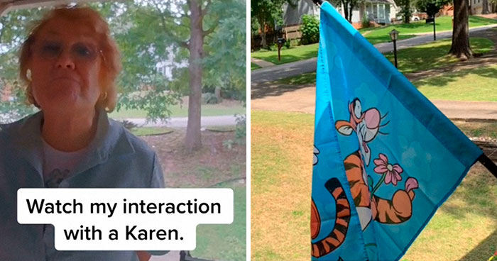 Joyless Karen Is Triggered By A Tigger Flag That Her Neighbor Has, Goes Viral On TikTok