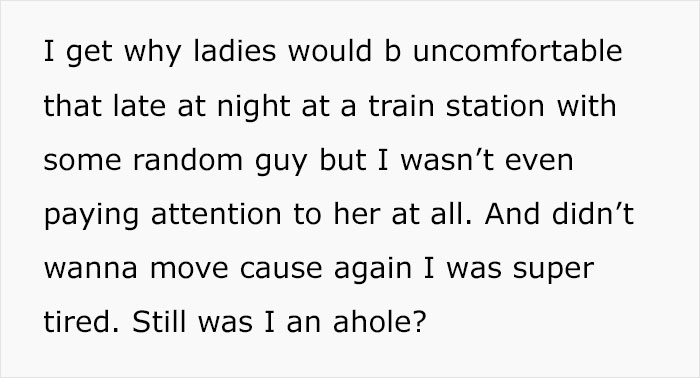 Guy Asks If He Acted Like A Jerk For Not Moving From A Bench Despite A Woman Saying He Made Her Uncomfortable