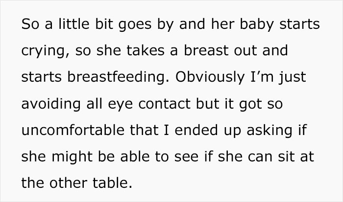 Man Asks If He Was Wrong To Ask A Mom Who Started Breastfeeding Her Baby To Sit At Another Table