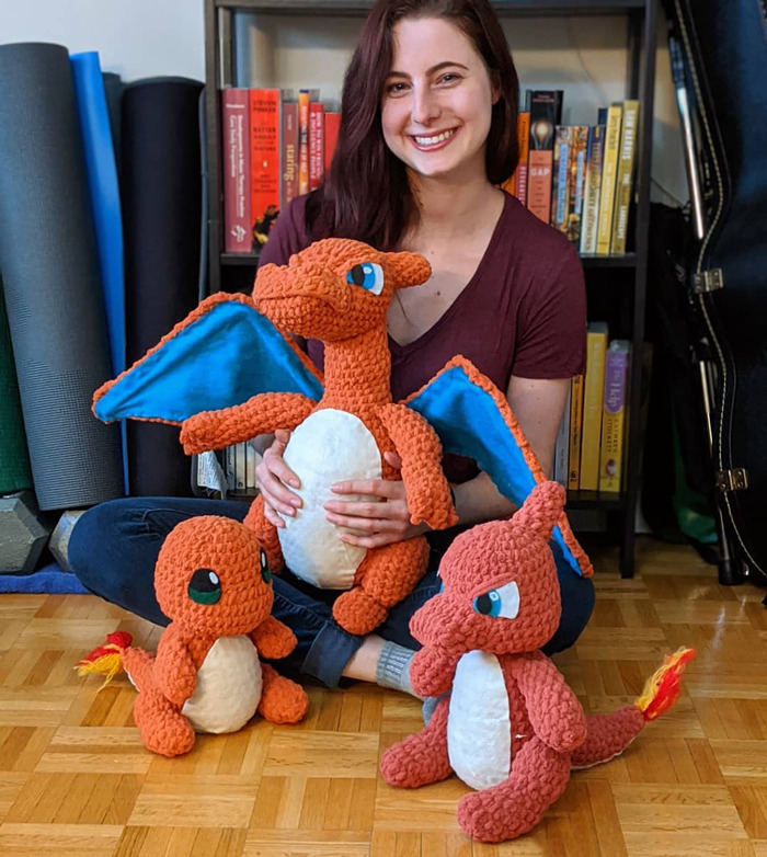 I Made The Entire Charmander Evolution Set Out Of Yarn. Pretty Proud Of This One