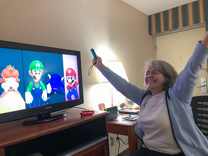 My Mother, Who I Barely See Due To College, Decided To Come Up For My 20th. She Also Never Played A Video Game In Her Life, And Beat Me And Some CPUs At Mario Party
