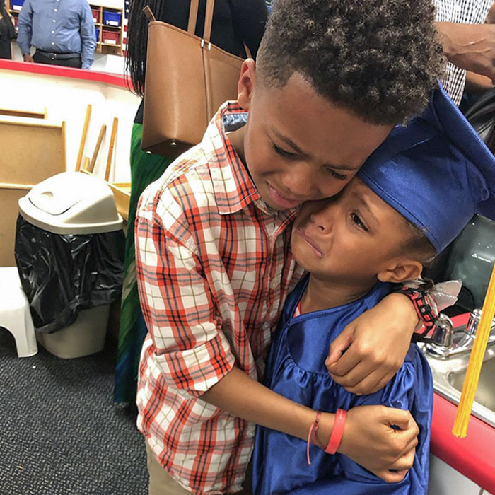 #81 Big Brother Hugging His Lil Sister At Graduation Because He Is Proud An...