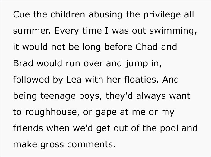 Woman Gets Tired Of Neighbor's Kids Showing Up At Her Pool Unannounced, So She Builds A Fence Which Then Infuriates The Kids' Mom