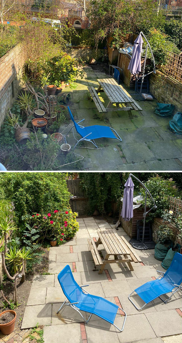 Mi descuidado proyecto Covid en el patio trasero: Después de un montón de lavado a presión y cuidado de las plantas es finalmente utilizado por todos