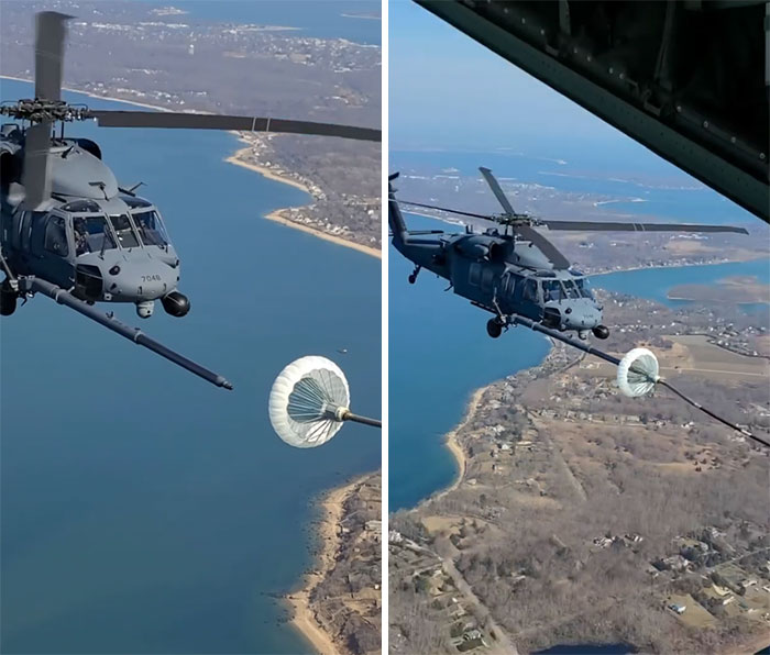 Refueling Helicopter In Mid-Air
