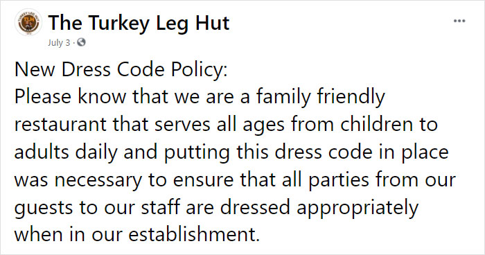 Texas Restaurant Shares Their New Dress Code Policy - Some People Are Upset, Others Say It Was Called For