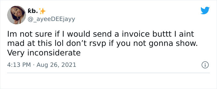 Person Gets A $240 Invoice From A Couple For Doing A "No-Show" At Their Wedding, It Sparks A Debate Online