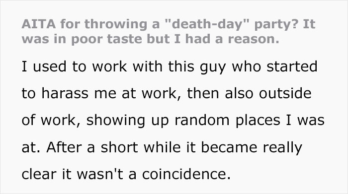 Woman Throws A "Death-Day" Party After Learning Her Stalker That's Been Tormenting Her For Years Is Dead, Gets Called Out