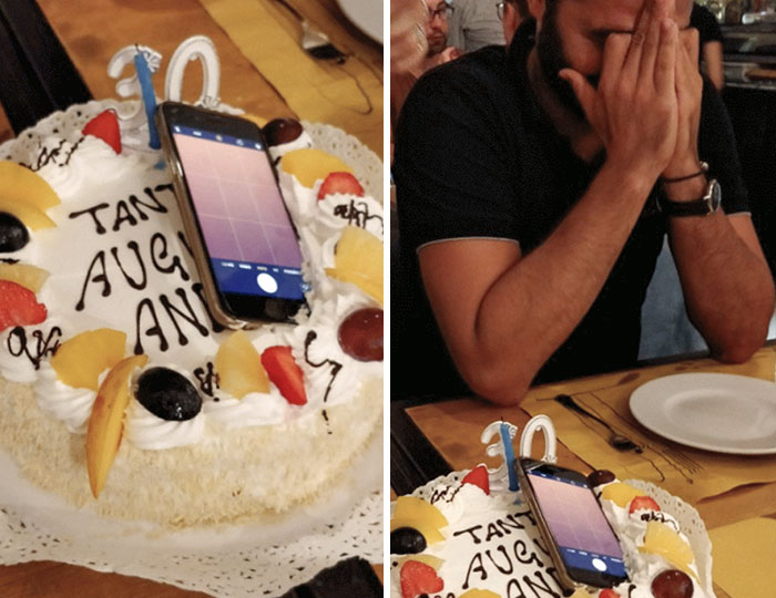Es mi 30º cumpleaños y a mi amiga se le cayó el teléfono en mi tarta