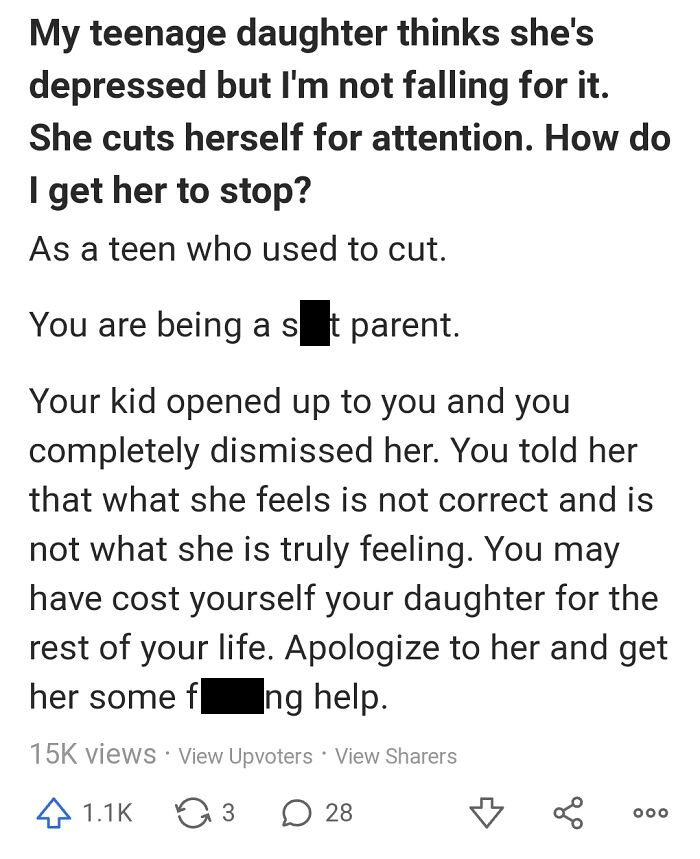 Mom Thinks Depression Isn't Real. Thankfully The Person Who Responded Is Sane