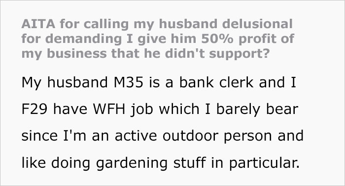 Husband Asks For 50% Of Wife's Booming Business Despite Never Believing In It, Wife Isn&rsquo;t Having Any Of It