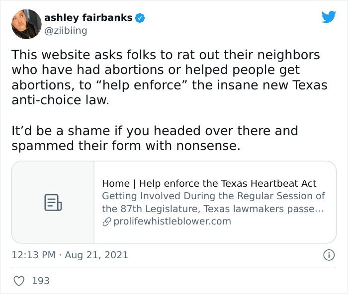 People Are Fighting Texas' Abortion Laws By Spamming The Anti-Abortion Tip Line Website In Masterful Ways