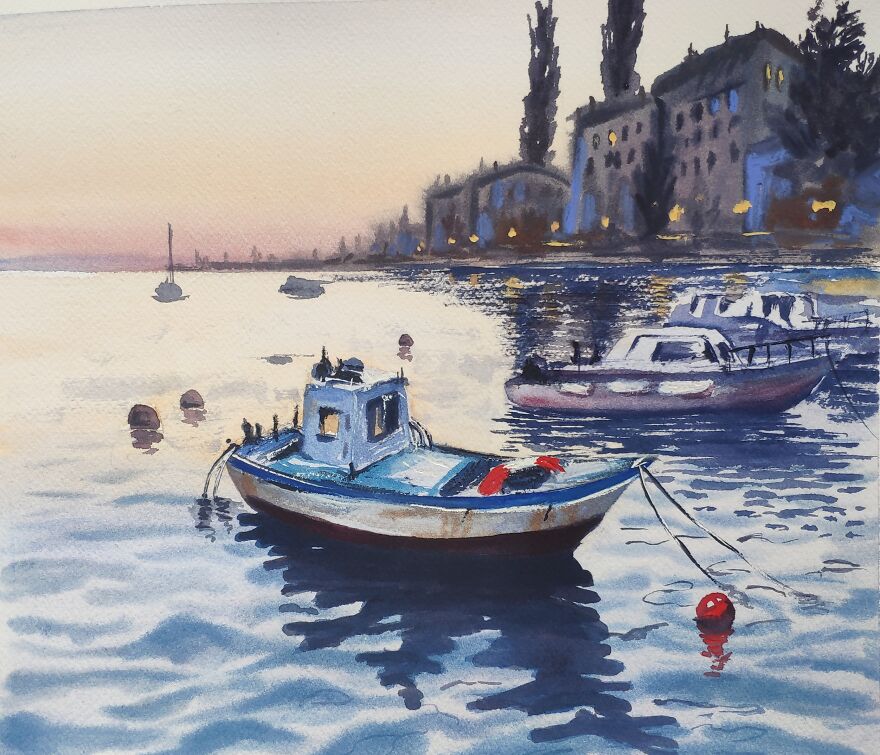 50 Shades Of Blue In Watercolor