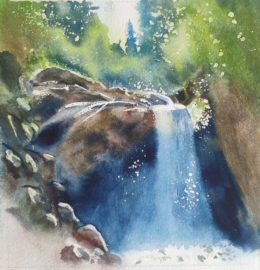 50 Shades Of Blue In Watercolor