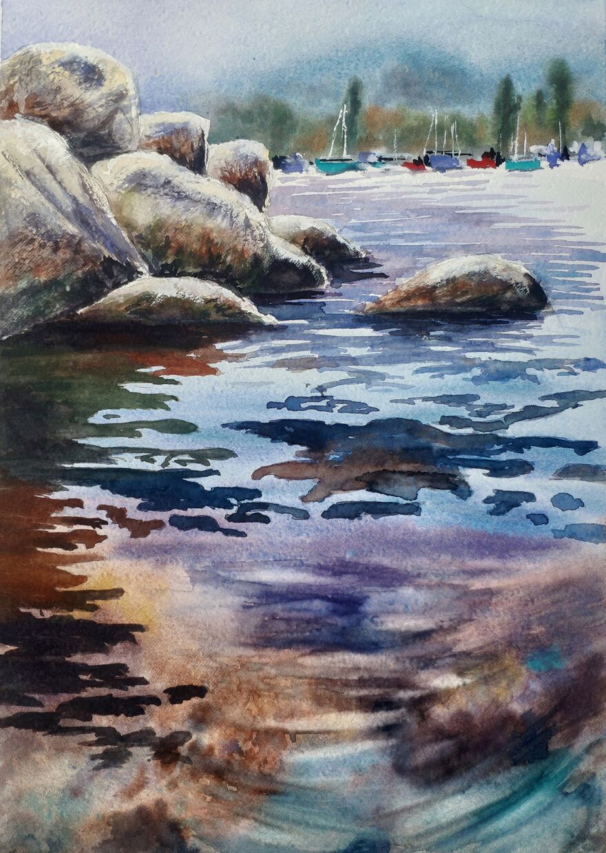 50 Shades Of Blue In Watercolor