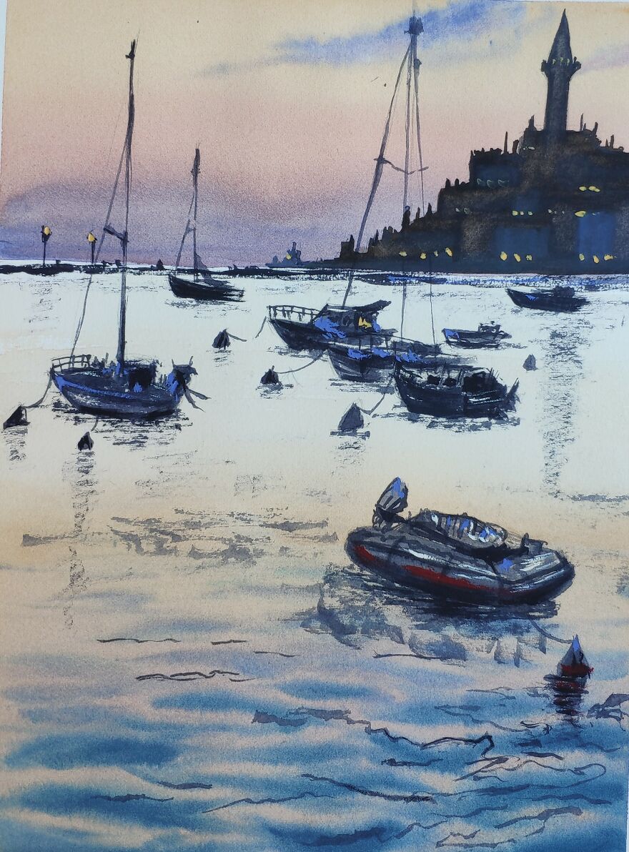 50 Shades Of Blue In Watercolor