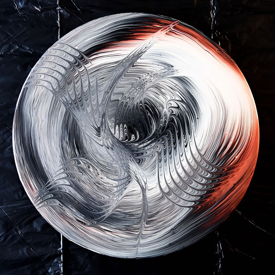 Simplicity ~ Black & White With Gold & Copper ~ Acrylic Straight Pour ~ Easy Abstract Art