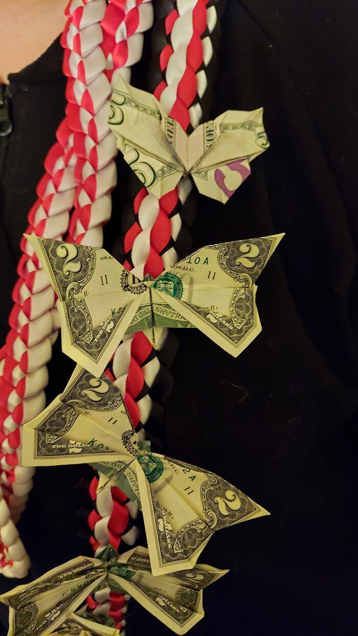 Two Types Of Butterflies For My Daughters Graduation Lei (Made The Leis Too).