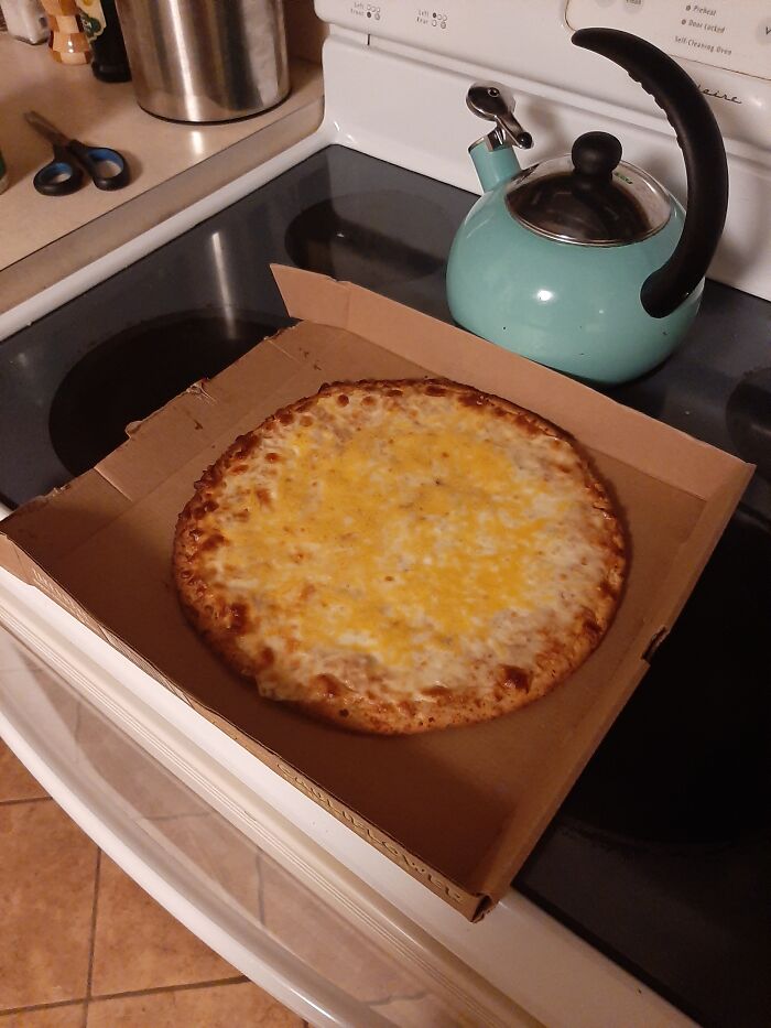 A Cauliflower Crust Pizza I Took A Photo Of To Show My Wife I Was Eating Healthy(Ish) While She Stayed At Her Sister's House.