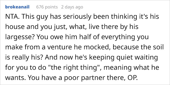 Husband Asks For 50% Of Wife's Booming Business Despite Never Believing In It, Wife Isn&rsquo;t Having Any Of It