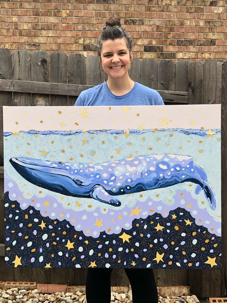 I Paint Magical Wildlife Paintings Using Thick Brush Strokes, Bold Color, And Lots Of Gold Dots.