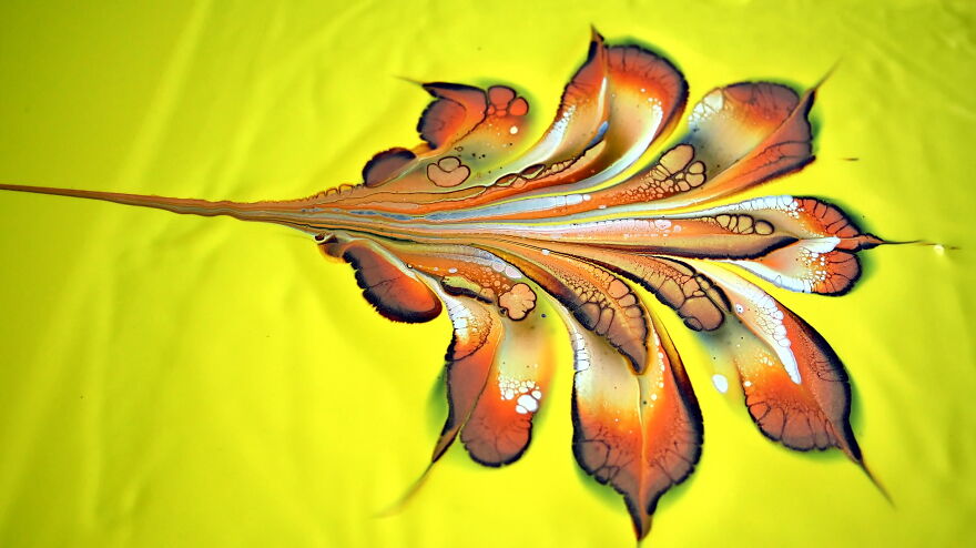Solar Plexus Chakra ~ 3rd Painting Of Chakra Series ~ Pour Painting With Acrylics And Napkin