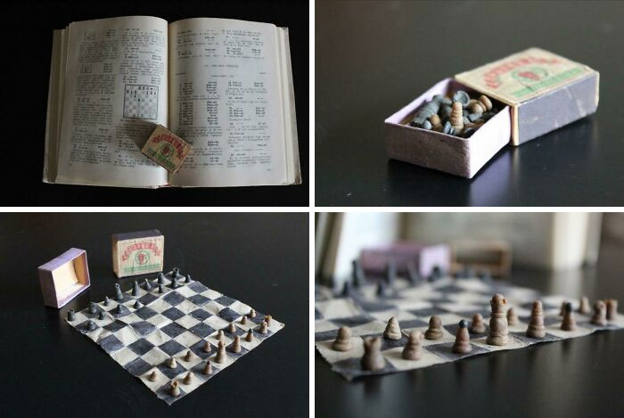 Prison Chess Set Made In The 1950s - Made Out Of Toilet Paper, Dried Bread & Shoe Paste