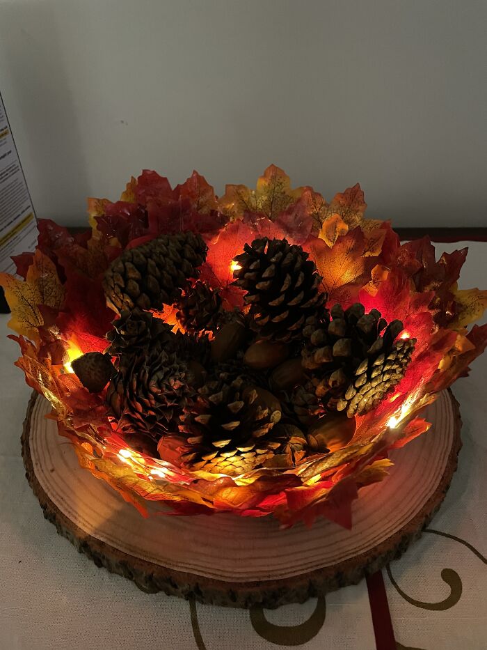 Lighted Leaf Bowl I Made Last Year