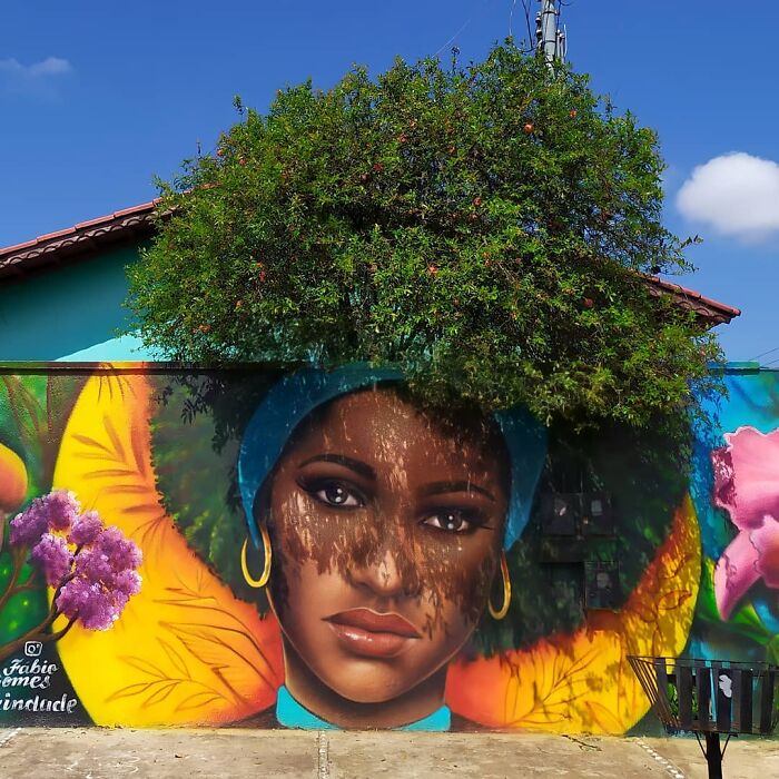 Artist In Brazil Goes Viral After Using Trees As ‘Hair’ For His Women’s Portraits