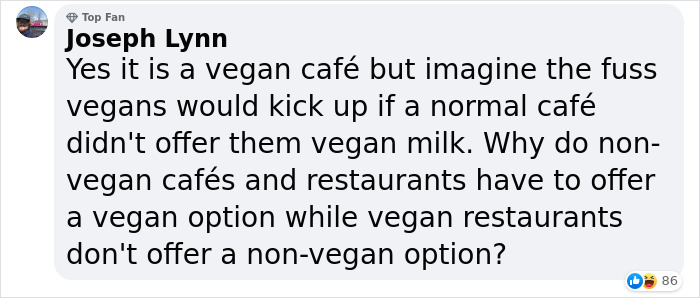 Customer Rates A Vegan Café With One Star Because They Didn't Have 'Normal' Milk, The Owner Replies With A Witty Comeback Customer Rates A Vegan Café With One Star Because They Didn't Have 'Normal' Milk, The Owner Replies With A Witty Comeback