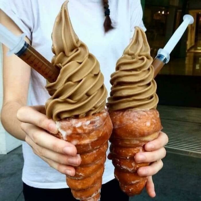Soft Serve Coffee In A Donut Cone, With A Shot Of Espresso