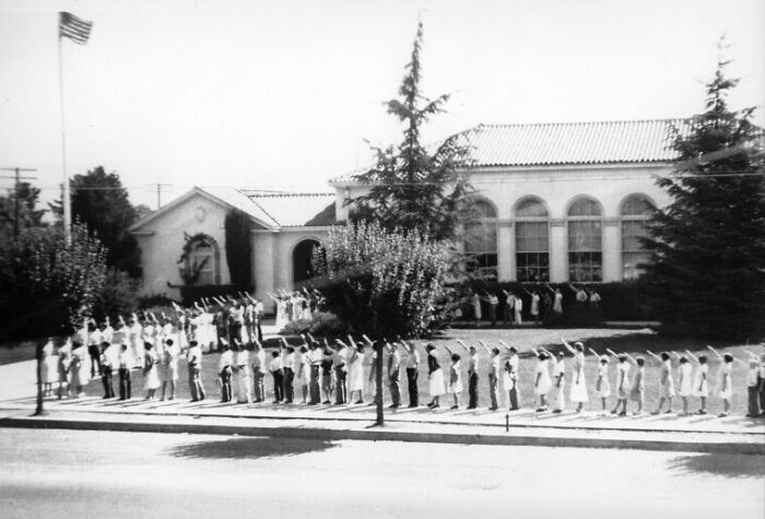 Children Salute The American Flag In Front Of The Morgan Hill School (California), 1930s