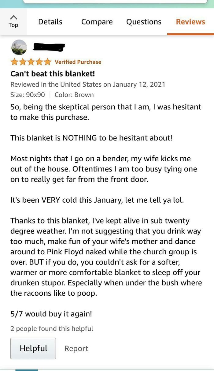 Great Blanket For When You Get Kicked Out By Your Wife