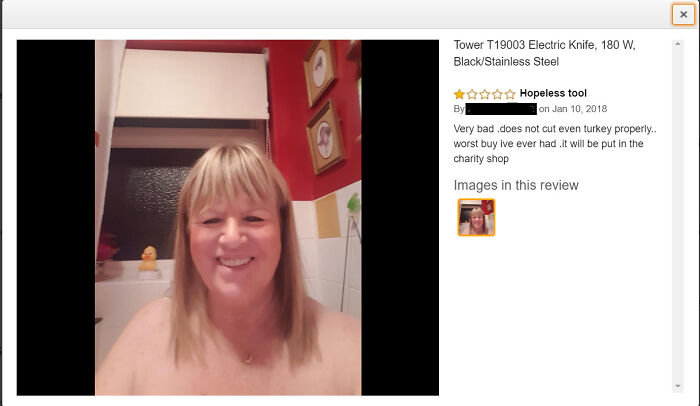 Terrible Electric Knife. One Star. Anyway Here's A Picture Of Me In The Bath.