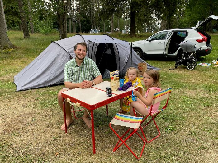 This Camping Table Set Bought By My Grandparents In The -60s Just Saw Its Fourth Generation Of Users. The Tent Is On Generation Two